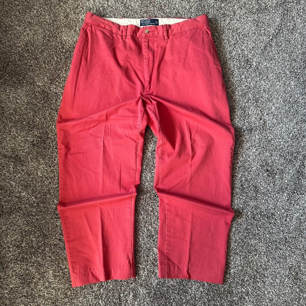 Polo Ralph Lauren Classic Chino Pants Red Straight Leg Cotton Twill 36/30